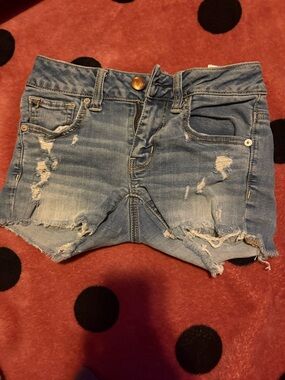 American Eagle Outfitters Distressed Light Wash Denim Cutoff Shorts Size 00